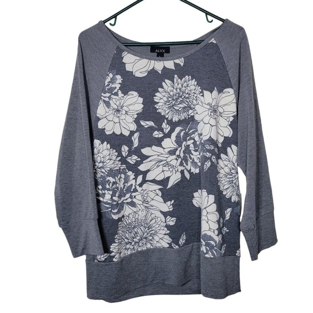 Alyx Sweatshirt Floral Lightweight Gray Womens Large Pullover